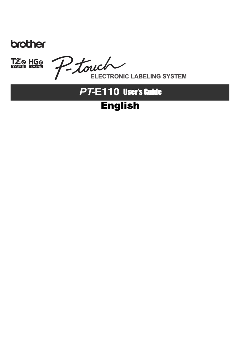 First page image of the manual for P-Touch Edge PT-E110