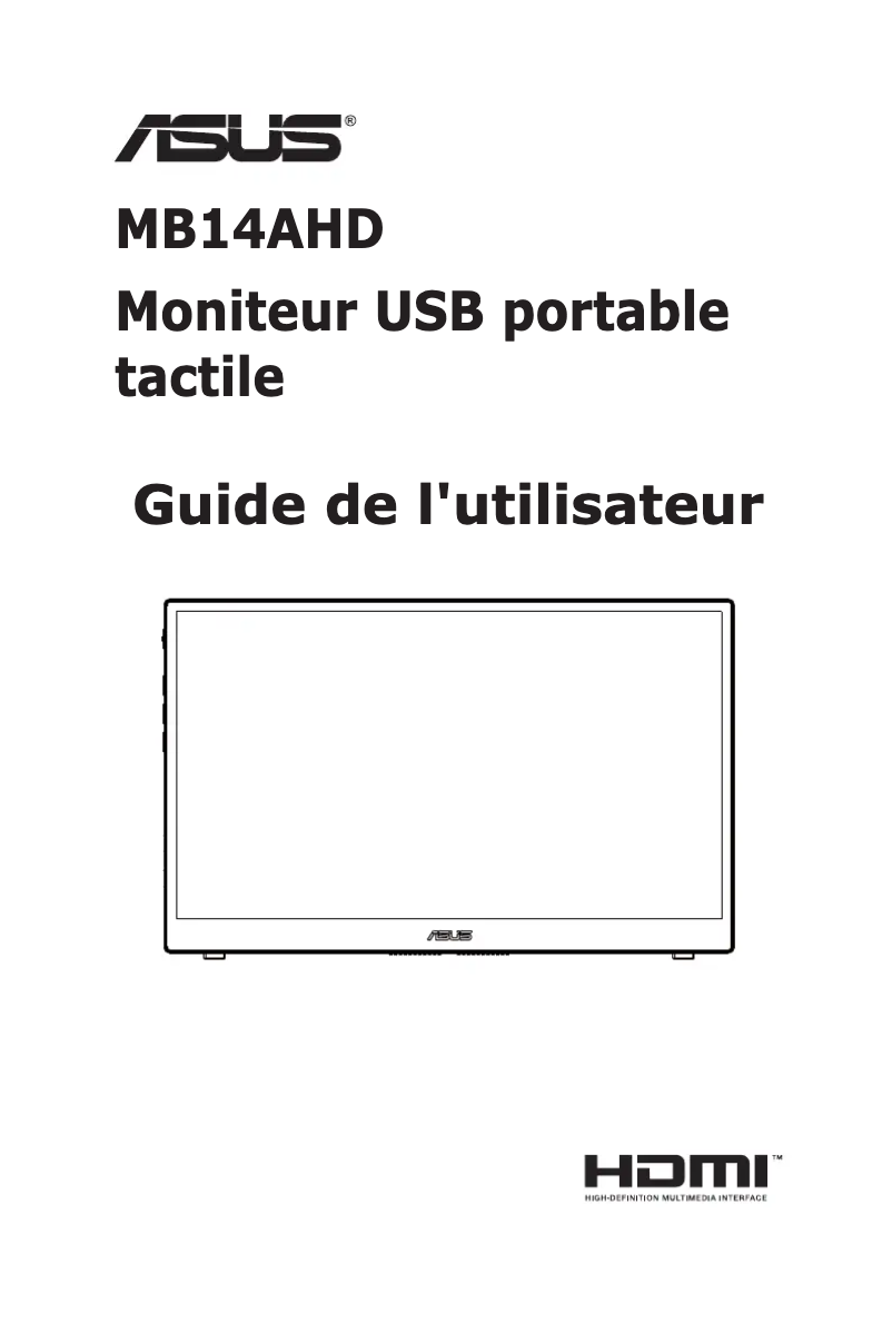 Page 1 of the manual User Manual Asus ZenScreen MB14AHD