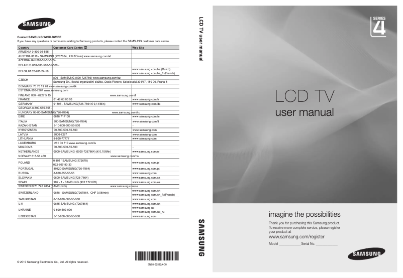 Page 1 of the manual User Manual Samsung LE26C450E1W