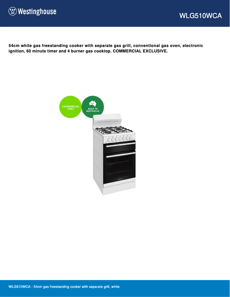 First page image of the manual for WLG510WCA