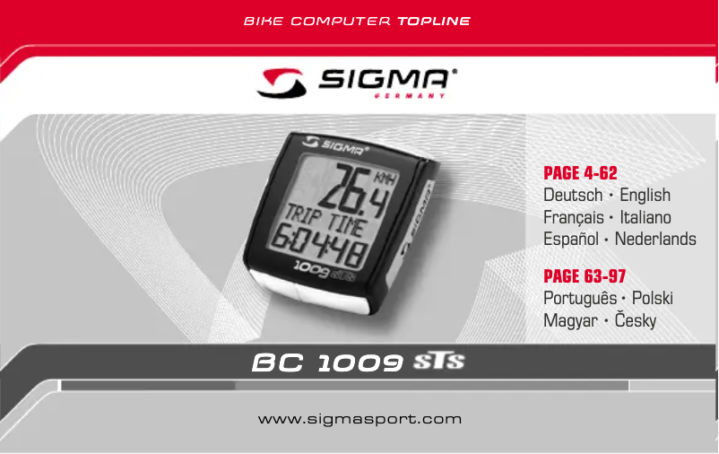 Page 1 of the manual User Manual Sigma BC 1009 STS