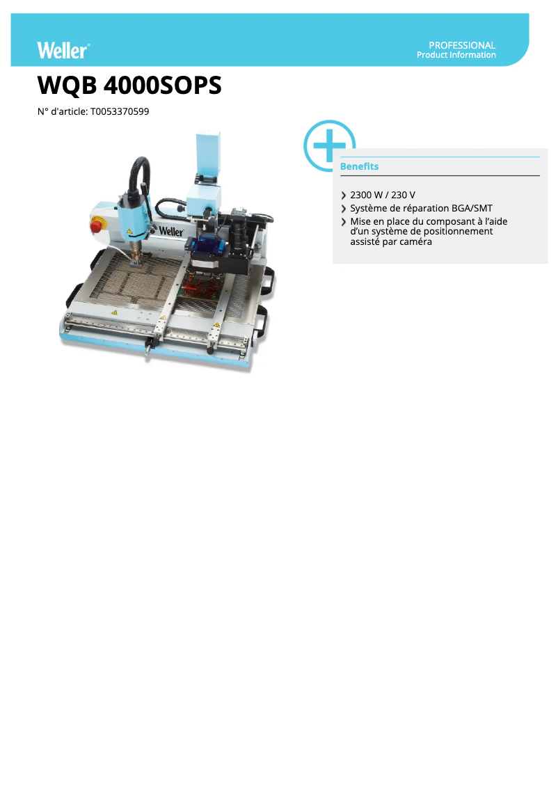 Page 1 of the manual Technical Sheet Weller WQB 4000SOPS