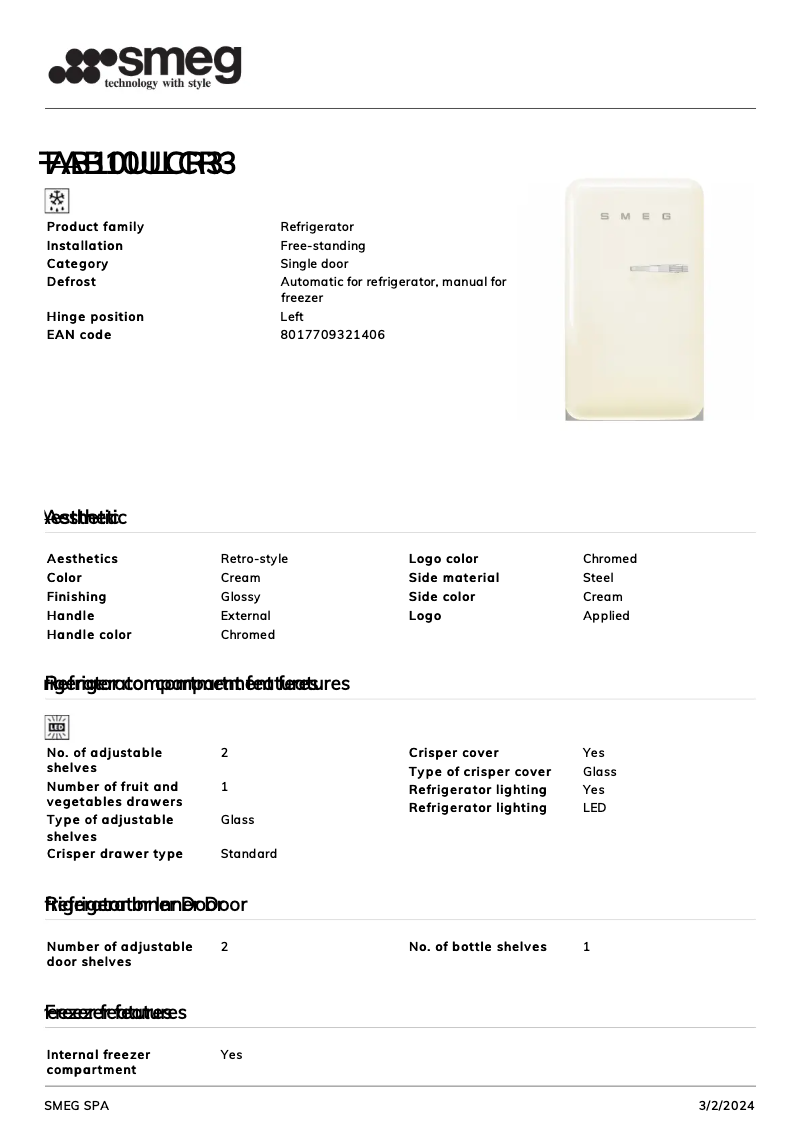 First page image of the manual for FAB10ULCR3