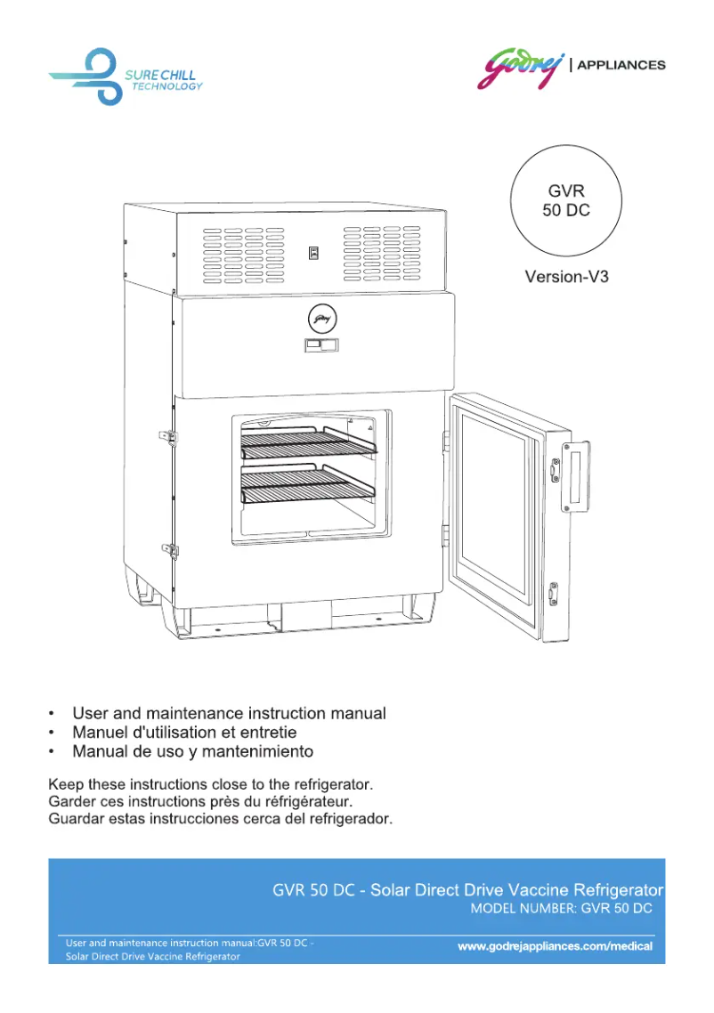 Page 1 of the manual User Manual Godrej GVR 50DC