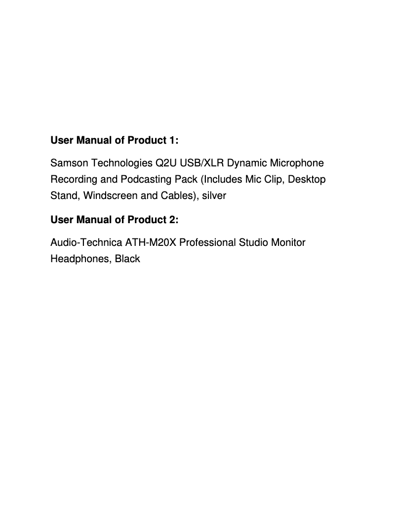 First page image of the manual for Podcast Mic Pack