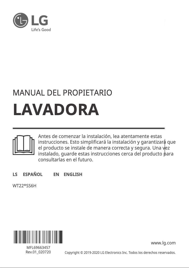 Page 1 of the manual User Manual LG WT22VSS6H