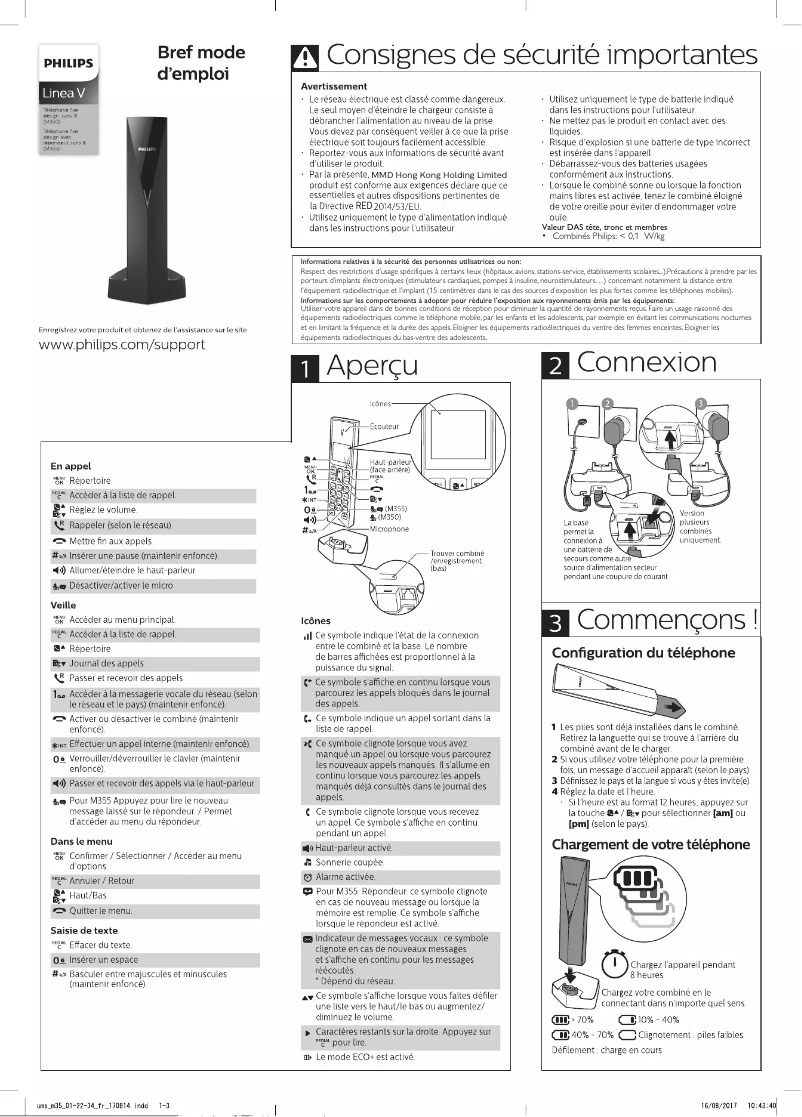 Page 1 of the manual Quick Start Guide Philips M3551B