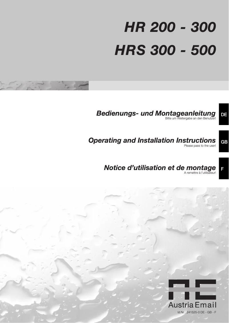 Page 1 of the manual User Manual Panasonic HRS 300