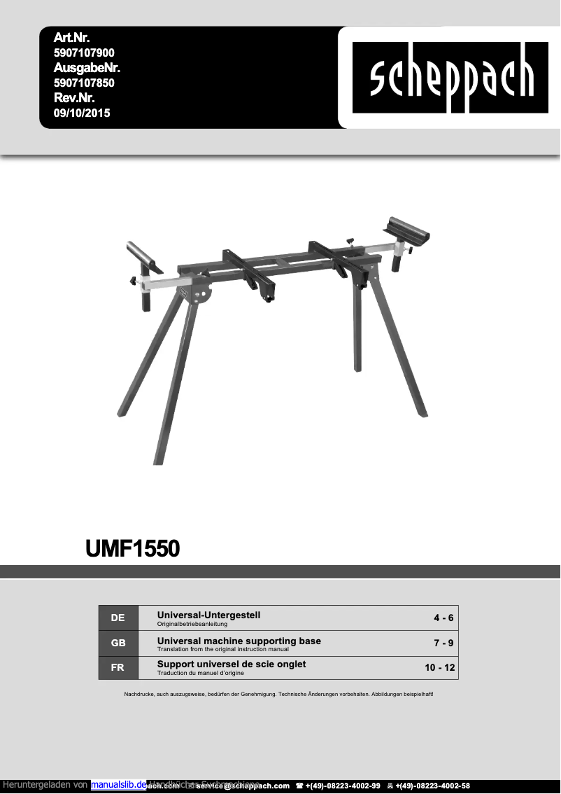 First page image of the manual for UMF1550
