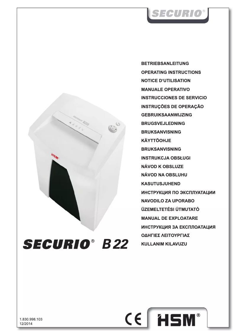 Page 1 of the manual User Manual HSM Securio B22 5.8mm