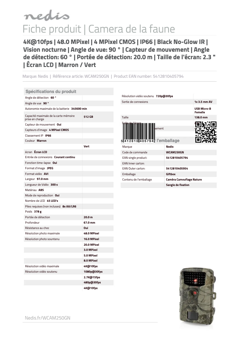 Page 1 of the manual User Manual Nedis WCAM250GN
