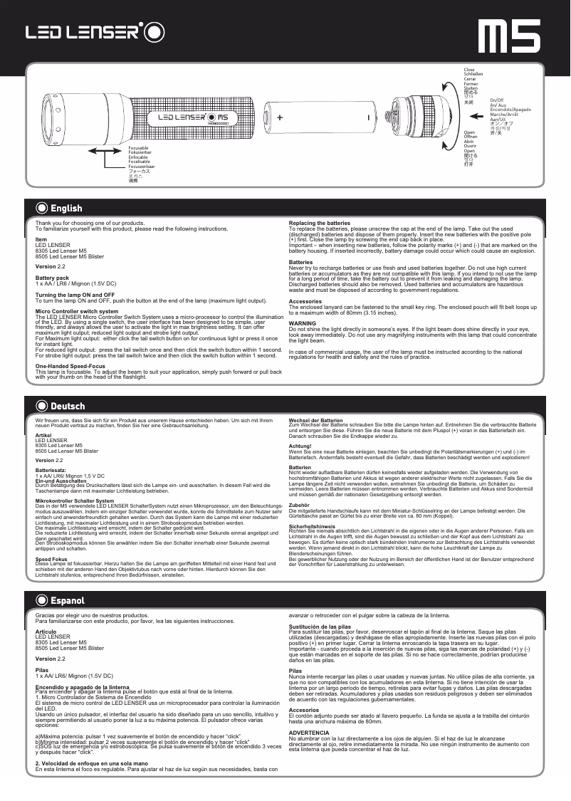 Page 1 of the manual User Manual Ledlenser M5