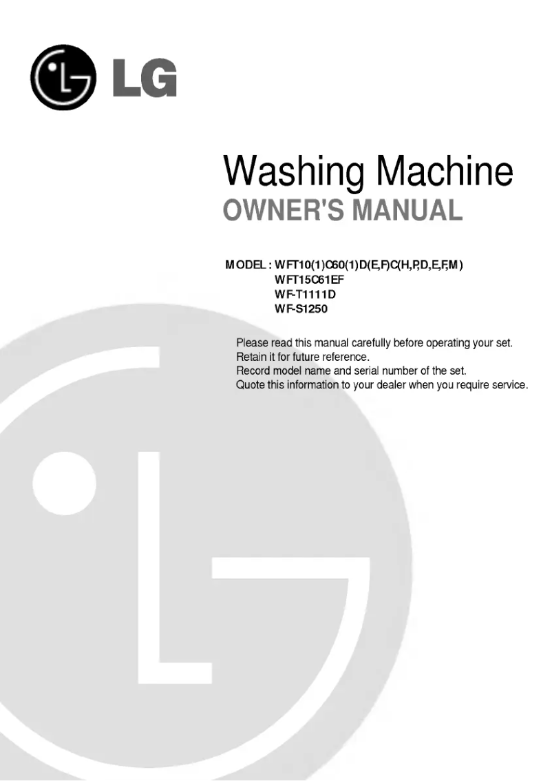 First page image of the manual for WFT10C61EE