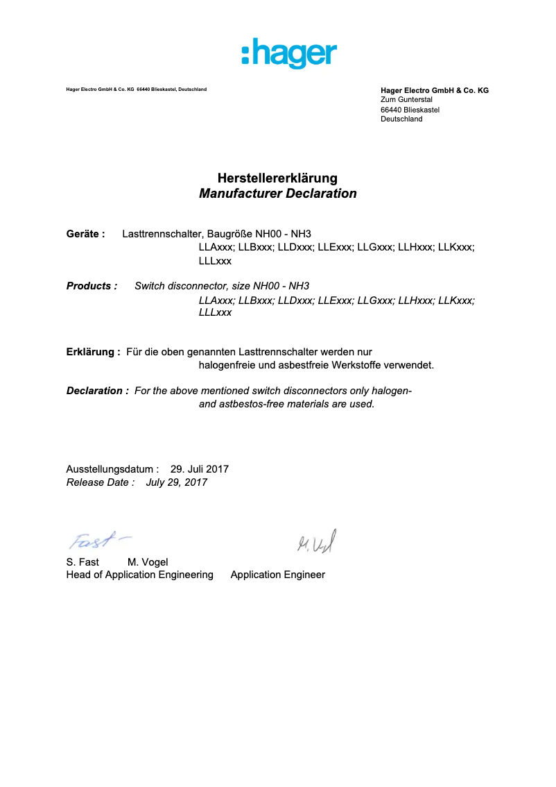 Page 1 of the manual Safety Instructions Hager LLK676