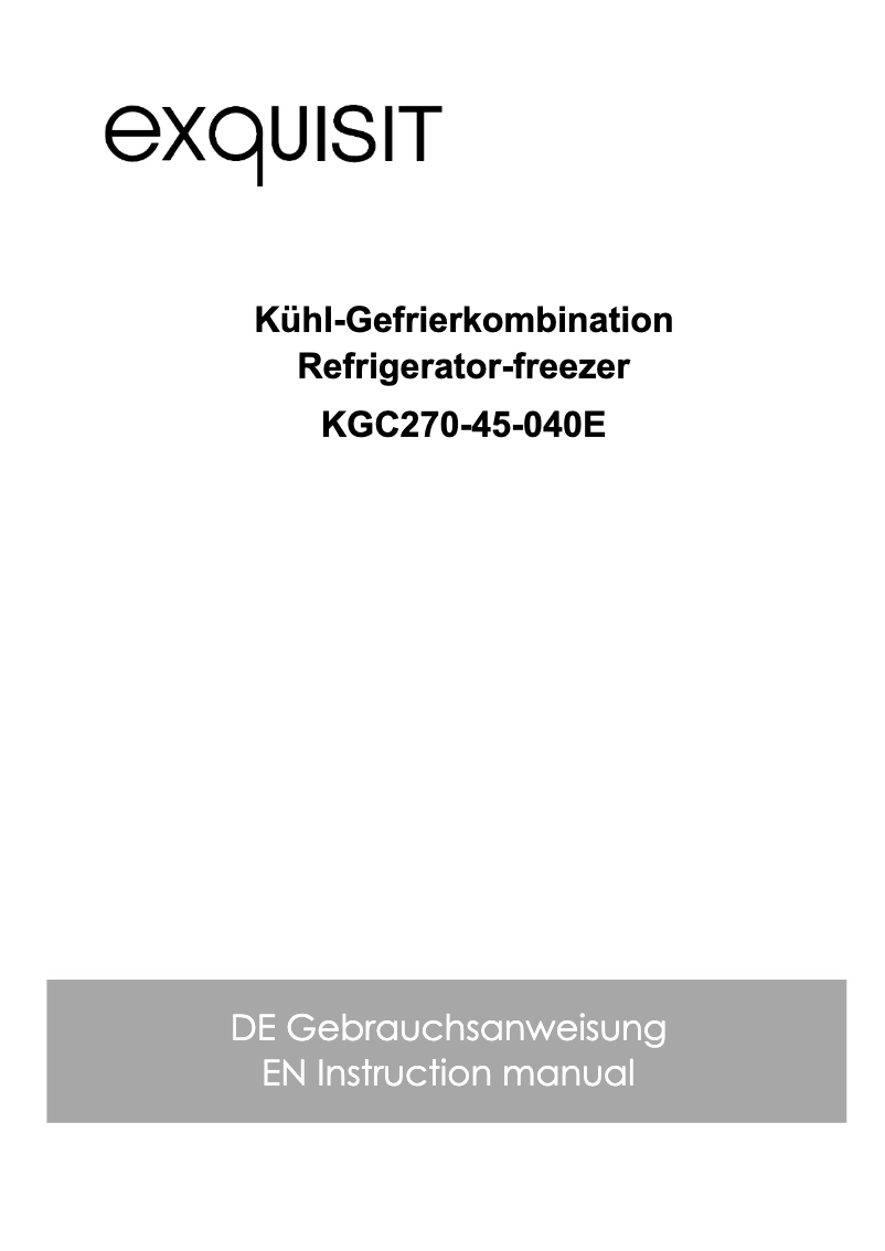 Page 1 of the manual User Manual Exquisit KGC270-45-040E