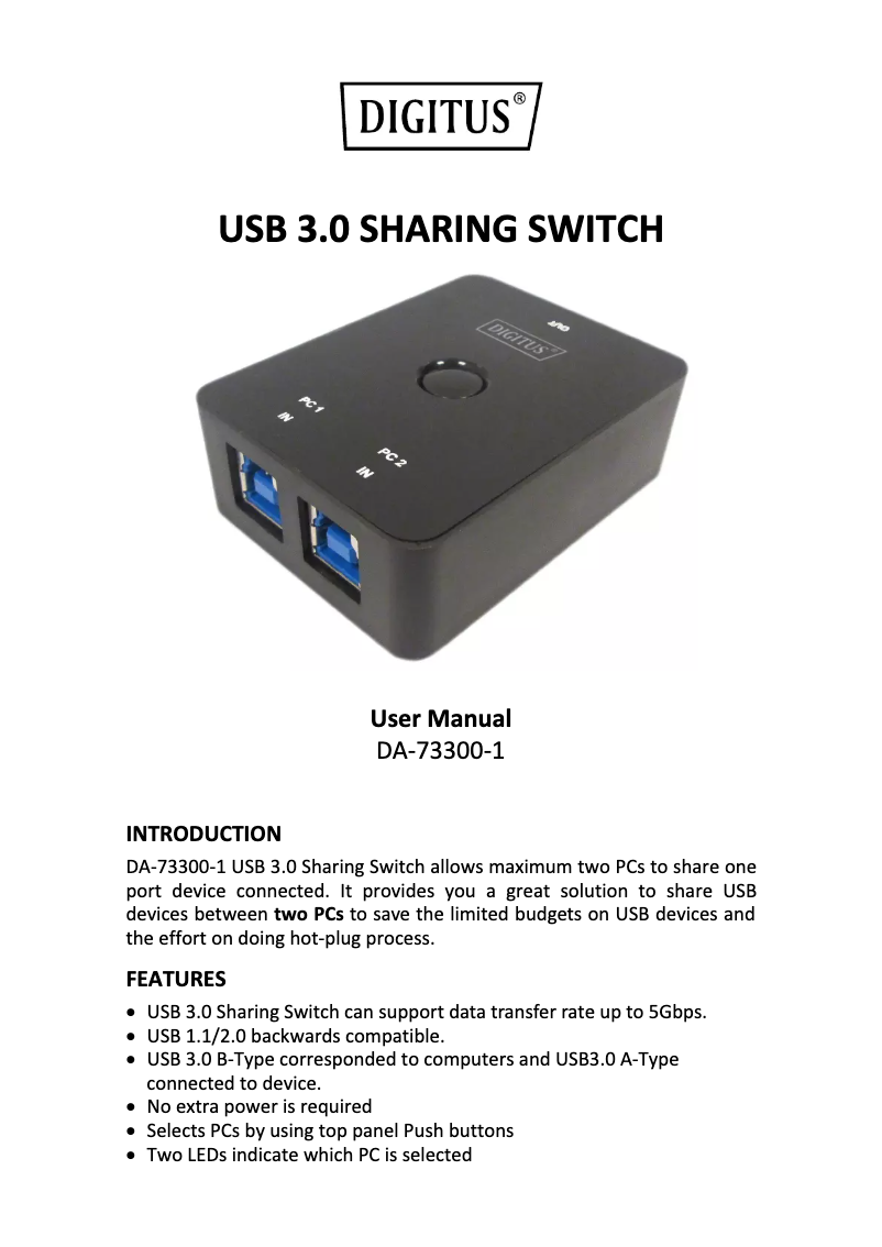 First page image of the manual for DA-73300-1