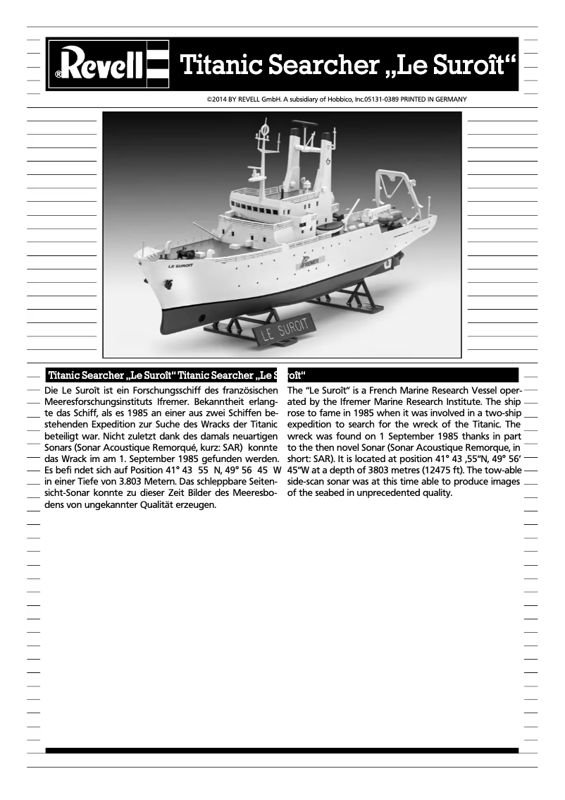 Page 1 of the manual User Manual Revell Le Suroît