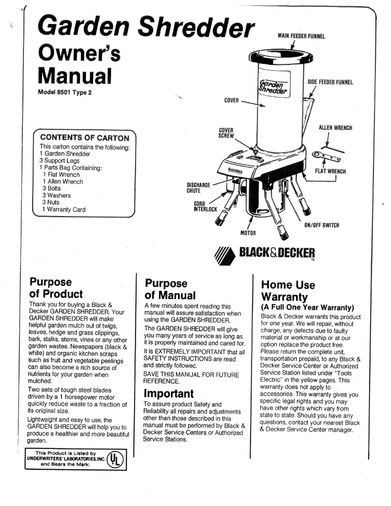 First page image of the manual for 8501