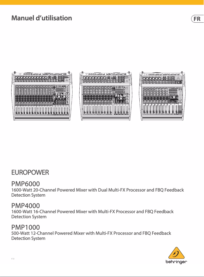 Page 1 of the manual User Manual Behringer Europower PMP1000