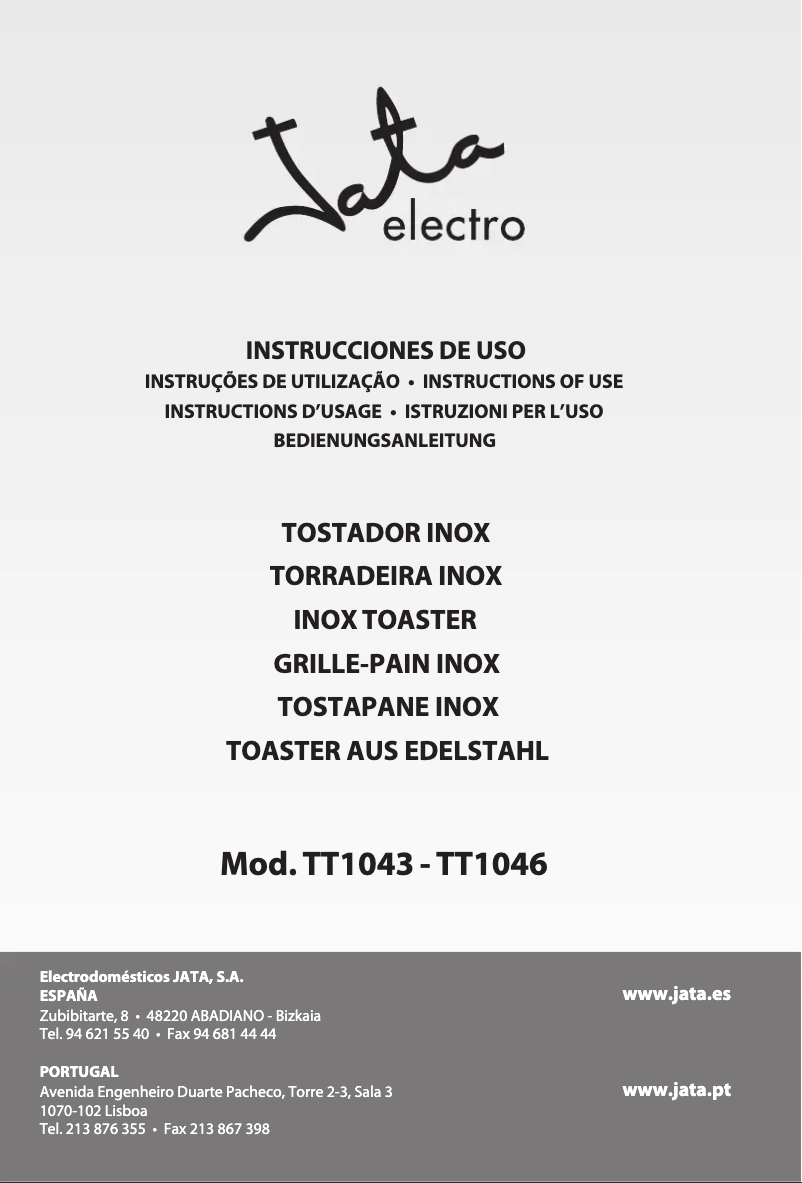 Page 1 of the manual User Manual Jata TT1046