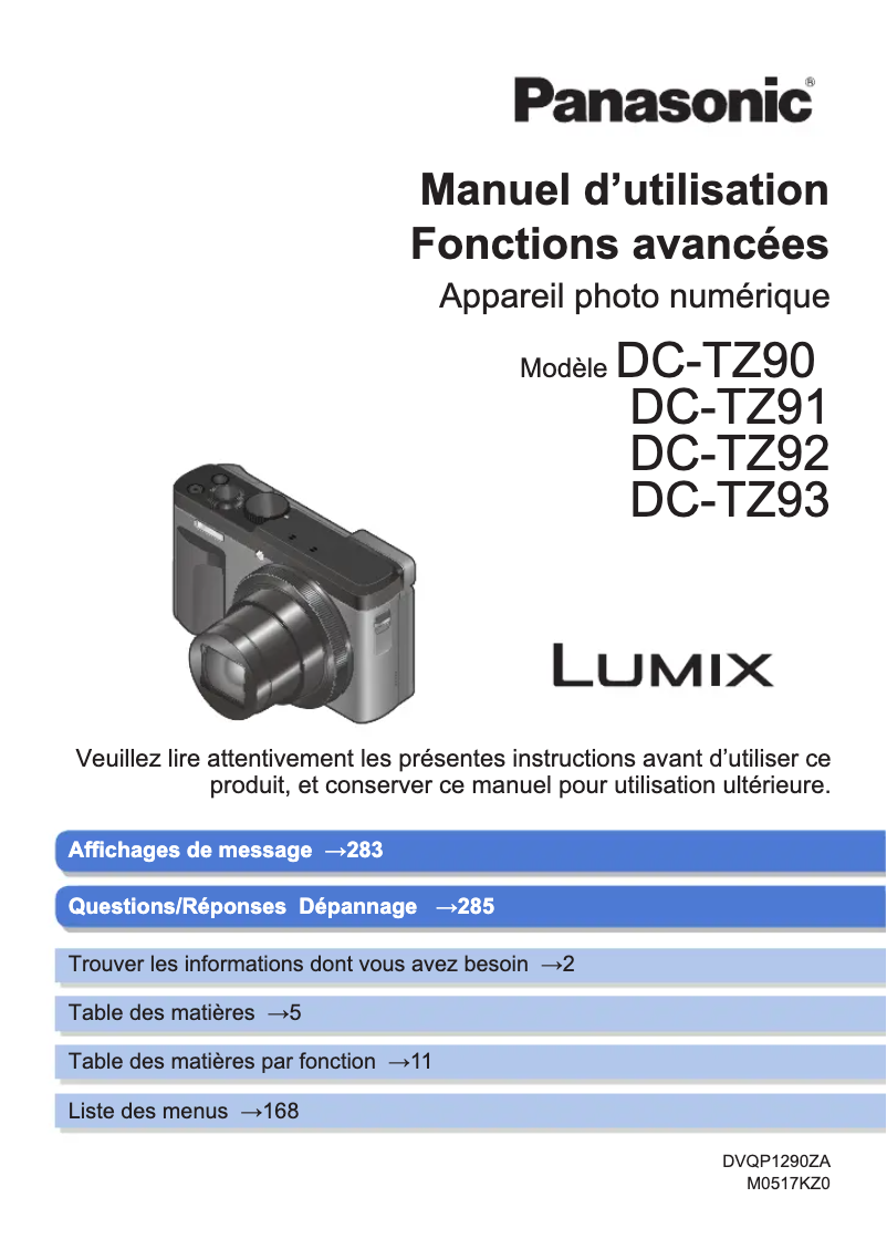 First page image of the manual for Lumix DC-TZ93