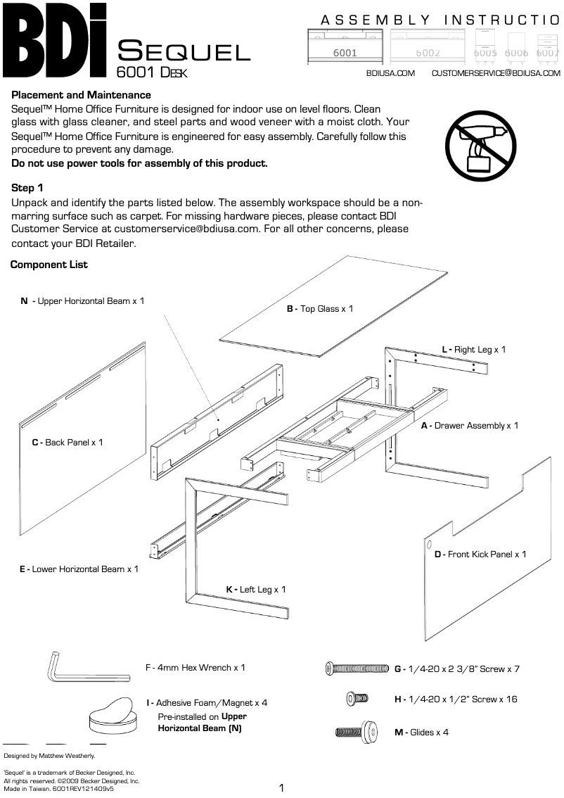 First page image of the manual for Sequel 6001