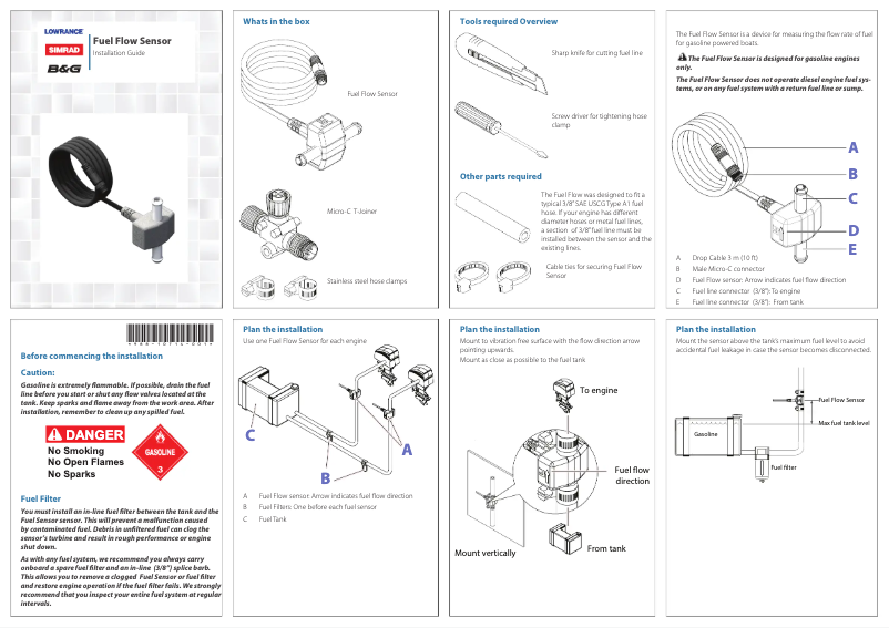 Page 1 of the manual User Manual Simrad Fuel Flow Sensor