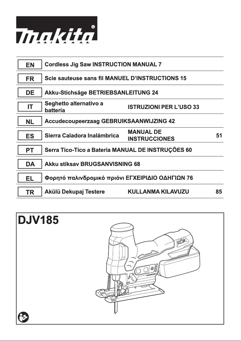 Page 1 of the manual User Manual Makita DJV185