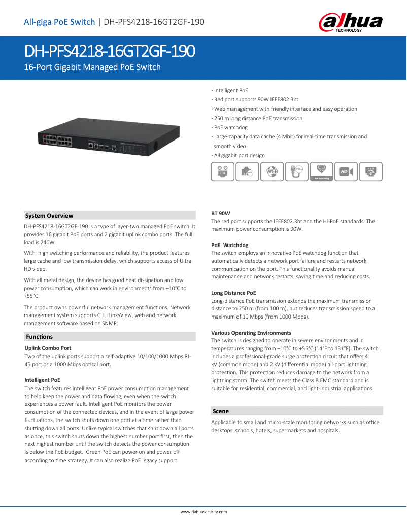 First page image of the manual for PFS4218-16GT2GF-190
