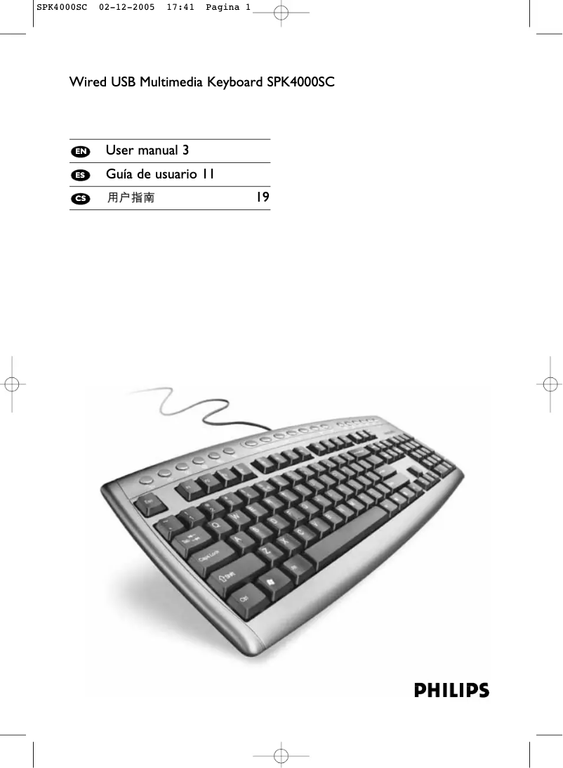 Page 1 of the manual User Manual Philips SPK4000SC