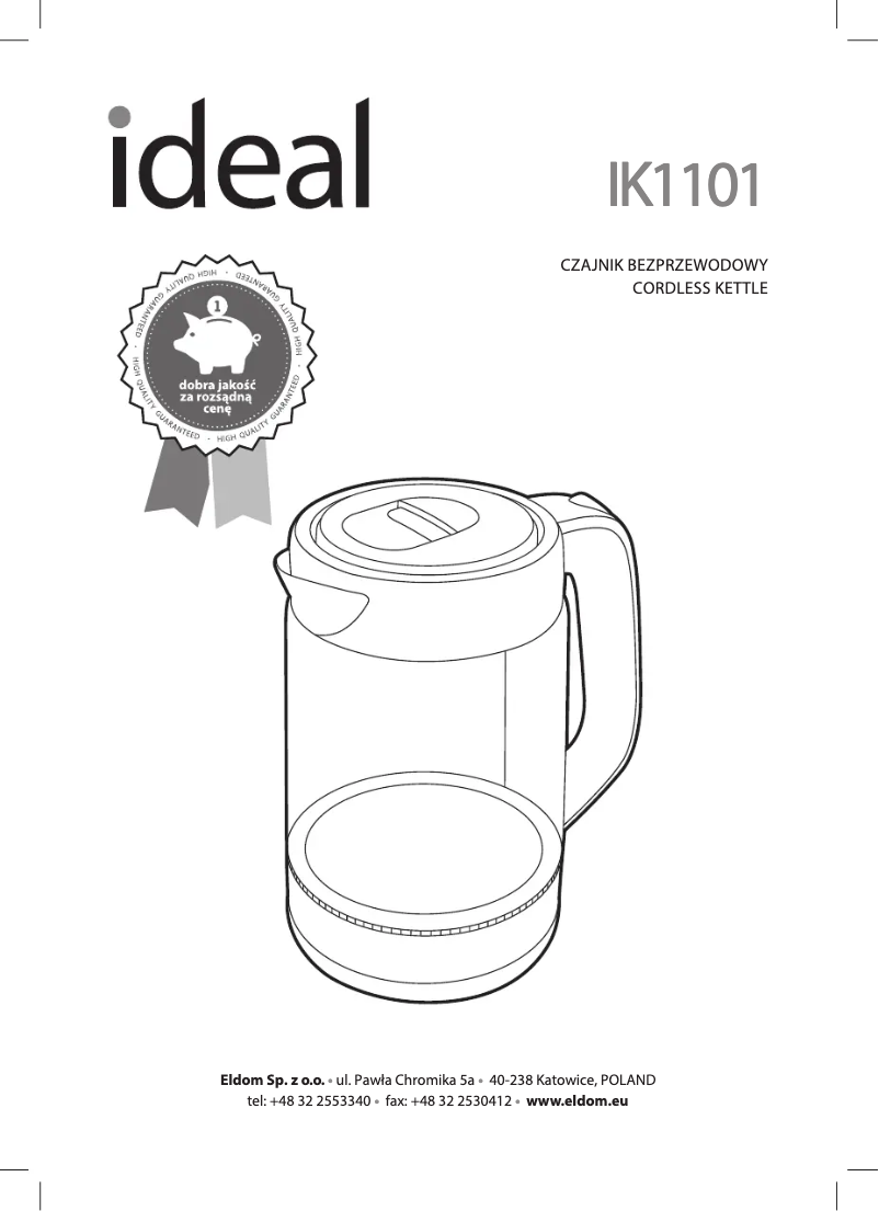 First page image of the manual for IDEAL IK1101