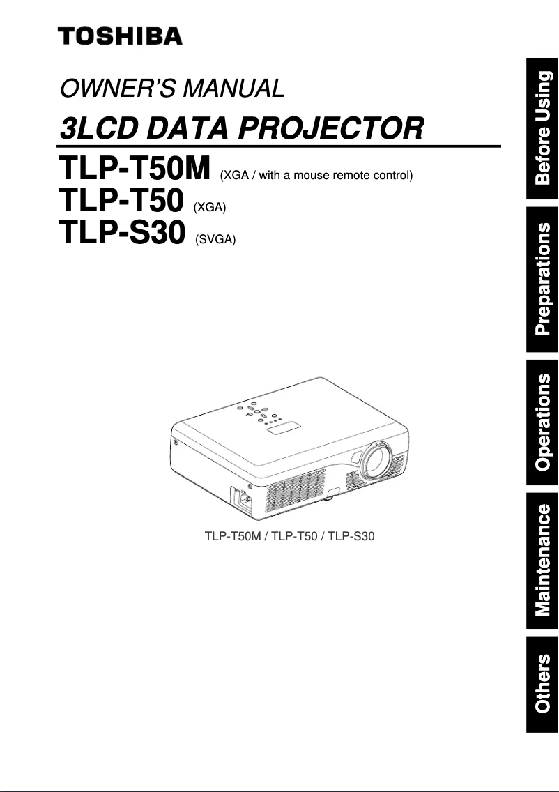 Page 1 of the manual User Manual Toshiba TLP-S30