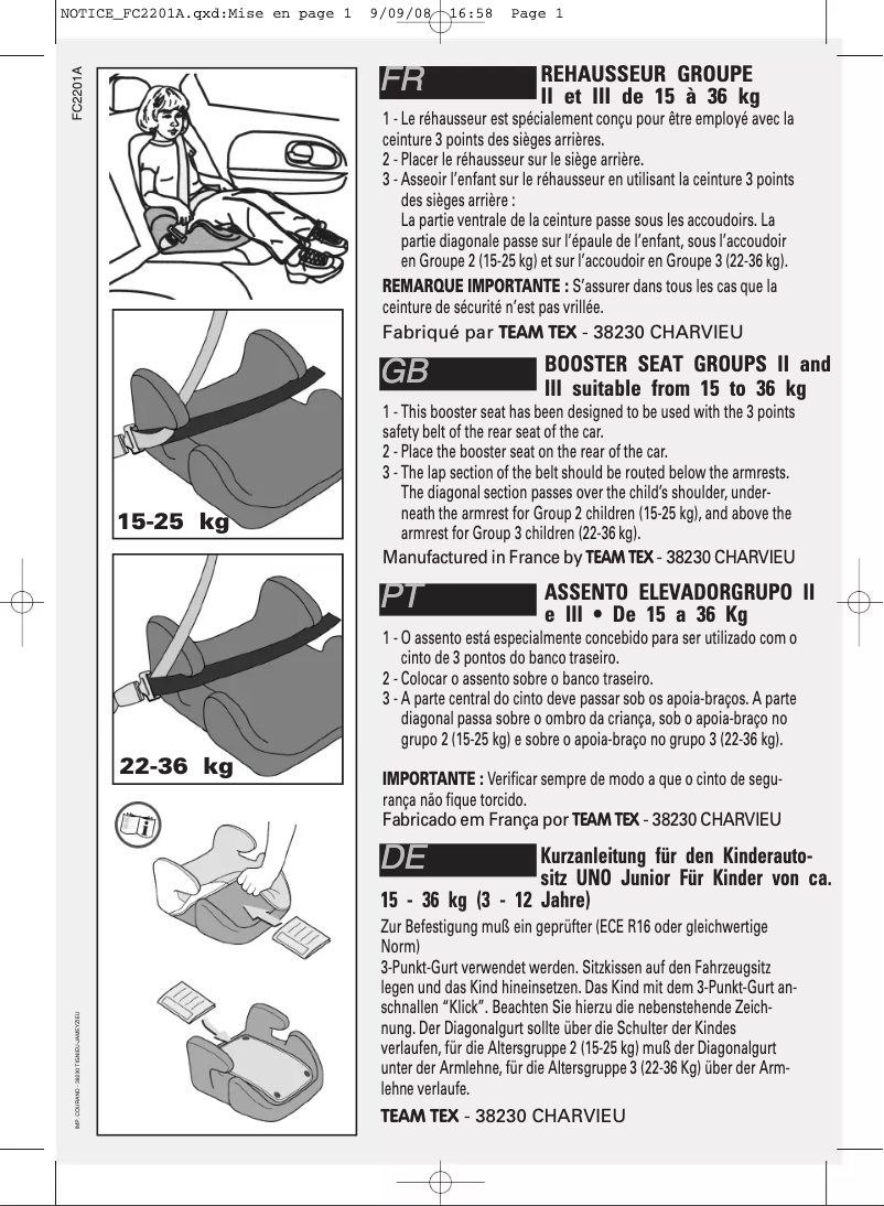 First page image of the manual for First Topo Comfort