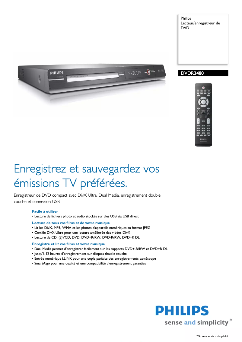 First page image of the manual for DVDR3480