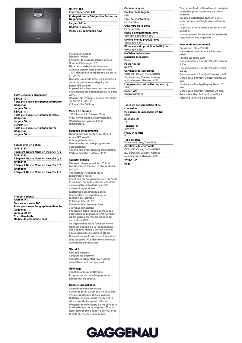 First page image of the manual for BSP221101