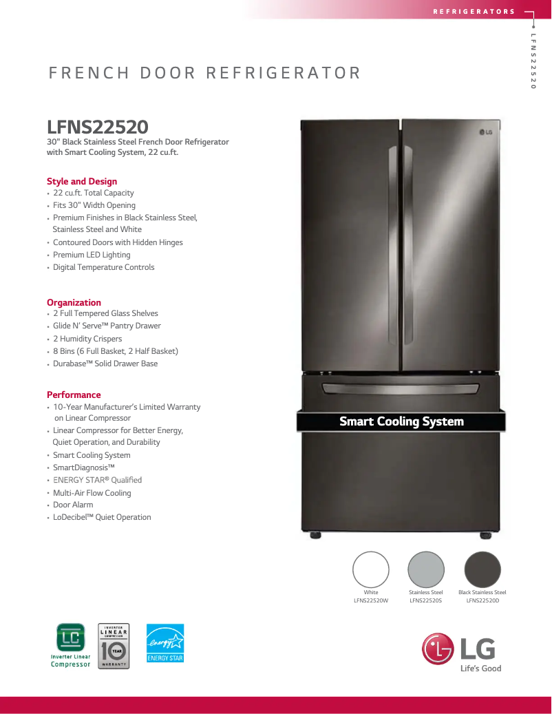 First page image of the manual for LFNS22520S