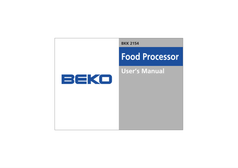 Page 1 of the manual User Manual Beko BKK-2154