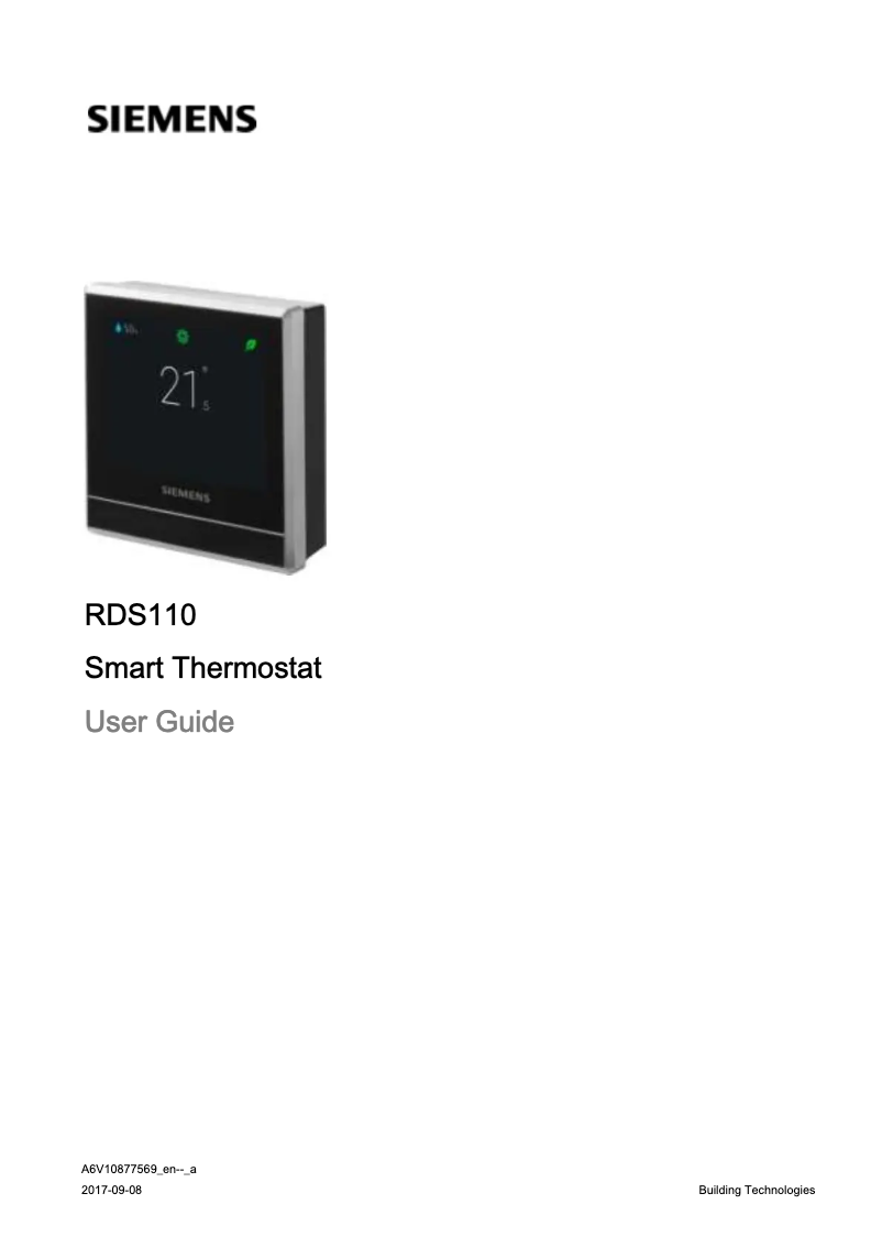 First page image of the manual for RDS110