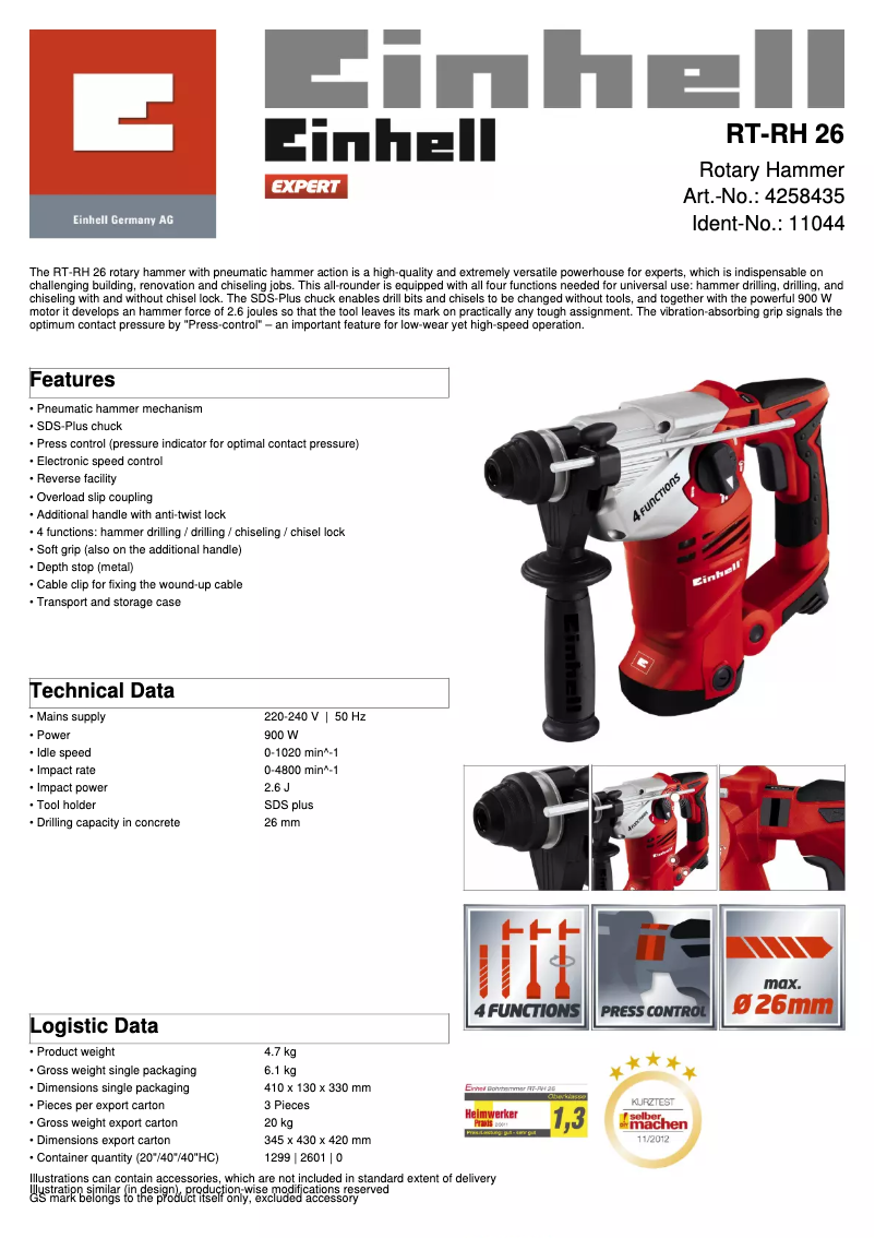 First page image of the manual for RT-RH 26