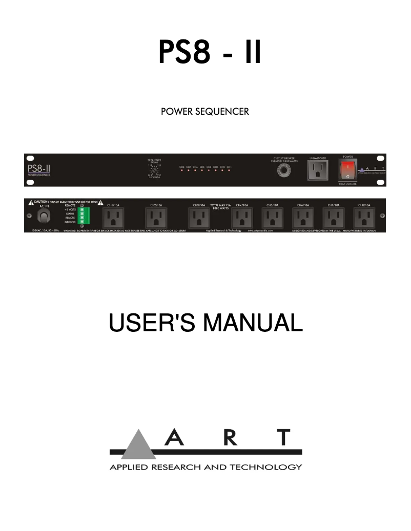First page image of the manual for PS8-II