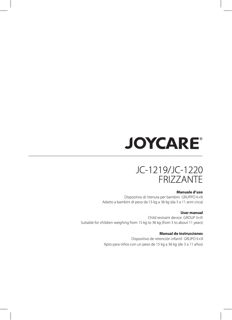 First page image of the manual for Frizzante JC-1220