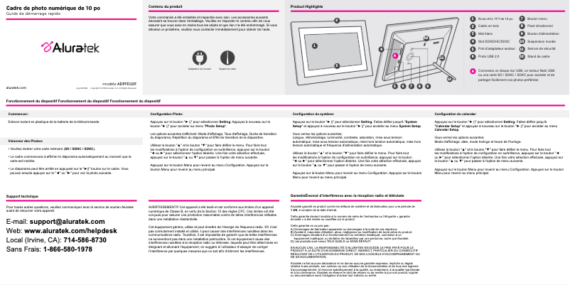 First page image of the manual for ADPFD10F