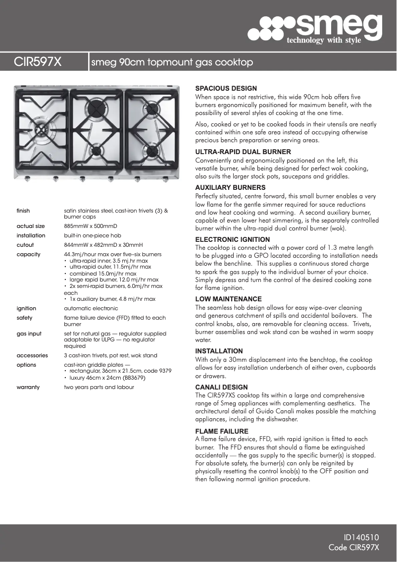 First page image of the manual for CIR597XS