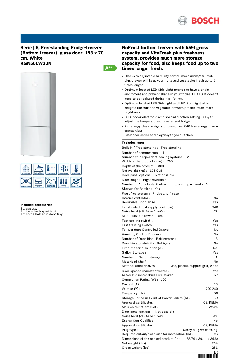First page image of the manual for KGN56LW30N