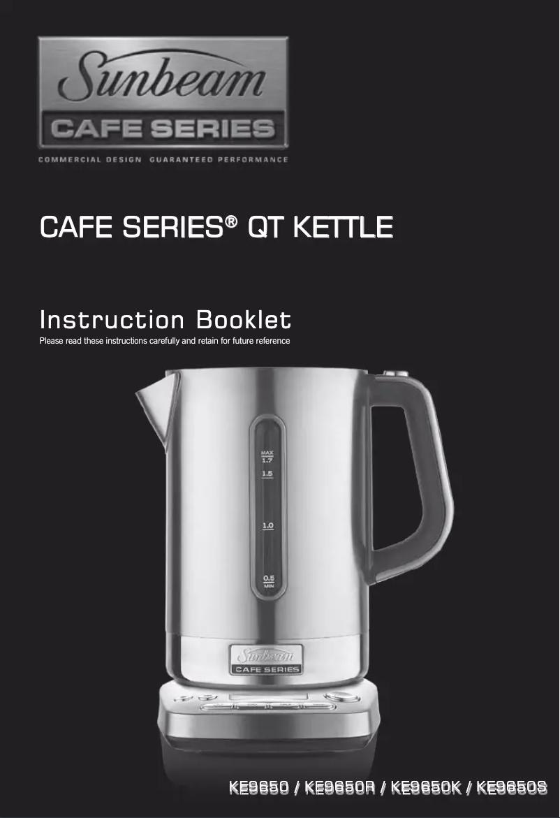 Page 1 of the manual User Manual Sunbeam Cafe Series KE9650