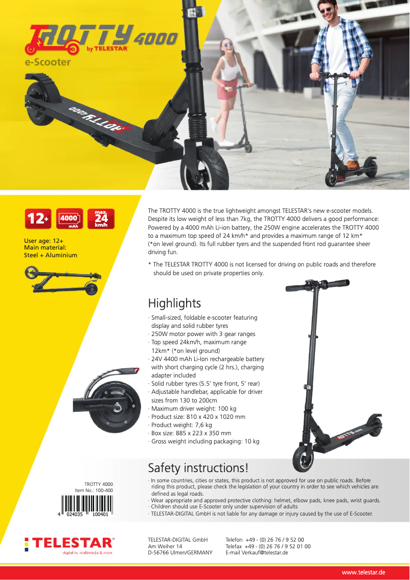 Image de la première page du manuel de l'appareil Trotty 4000