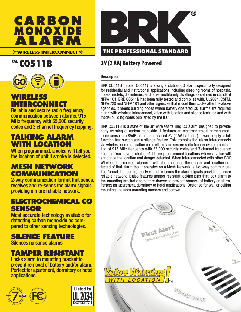 First page image of the manual for CO511B