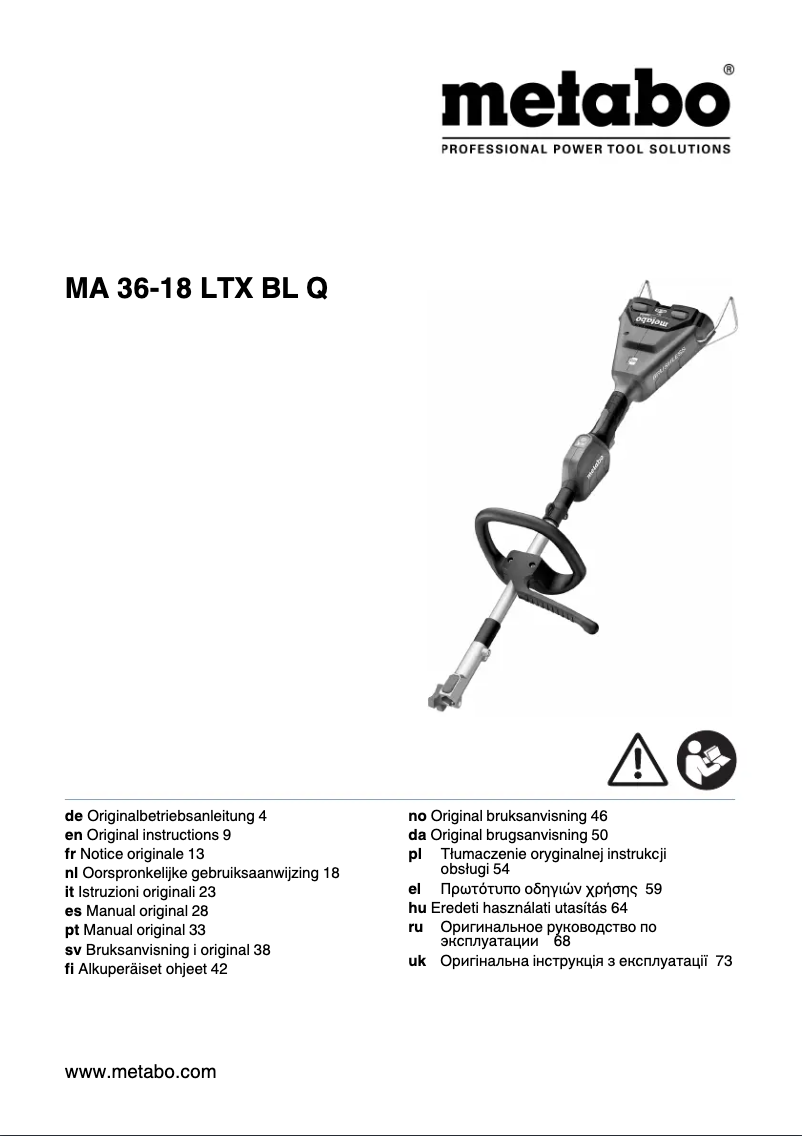 Page 1 of the manual User Manual Metabo MA 36-18 LTX BL Q
