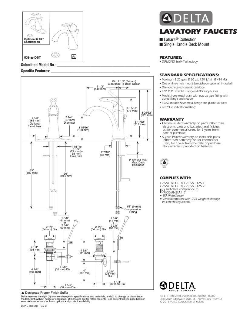 First page image of the manual for 538-MPU-DST