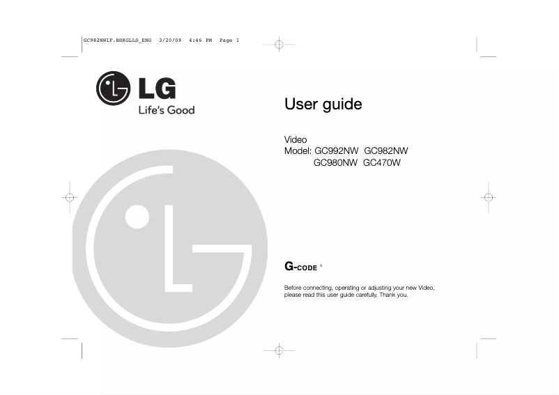 First page image of the manual for GC982NW